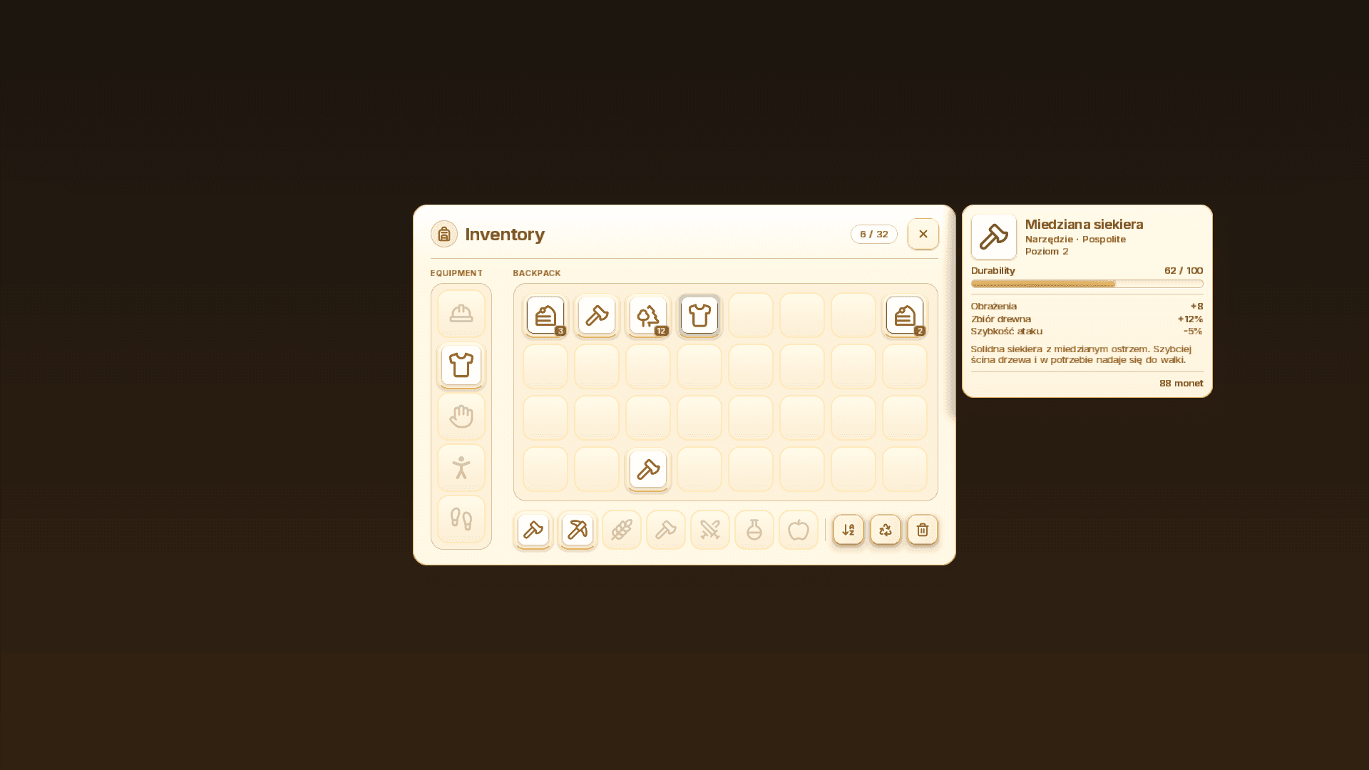 Calmaria inventory modal built with CalmUI