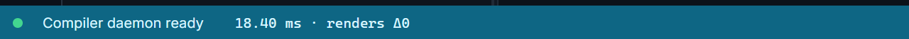 Studio footer showing a green dot, Compiler daemon ready, and the cost pill 18.40 ms · renders Δ0