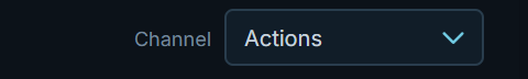 The Output panel's Channel selector set to Actions